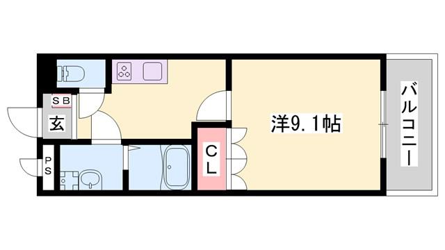 MOE III(1K/2階)の間取り写真