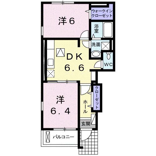 ラウレアII(2DK/1階)の間取り写真