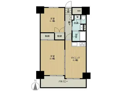 バリアントG(2DK/9階)の間取り写真