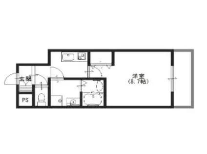 ラージヒル神戸駅西(1K/3階)の間取り写真