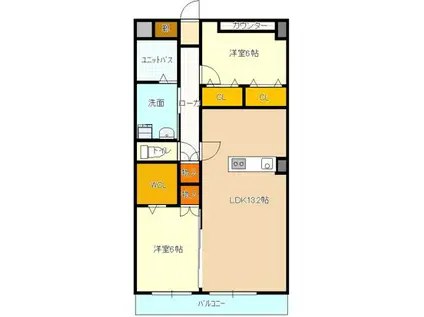 WOODBELL Y(2LDK/3階)の間取り写真