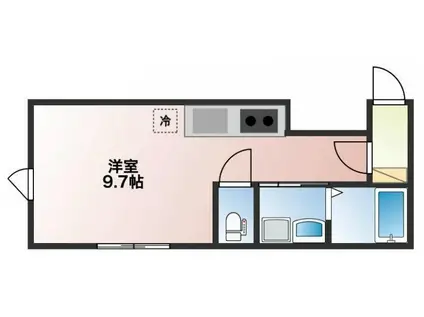 ブルーメ連坊(1K/2階)の間取り写真