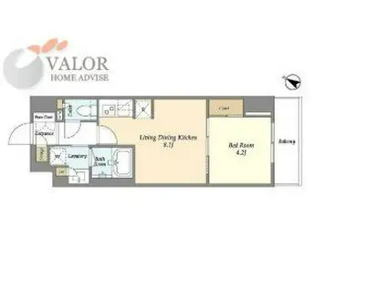 ドゥーエ横濱鶴見(1LDK/10階)の間取り写真