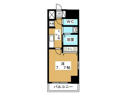 セシル立川(1K/5階)の間取り写真