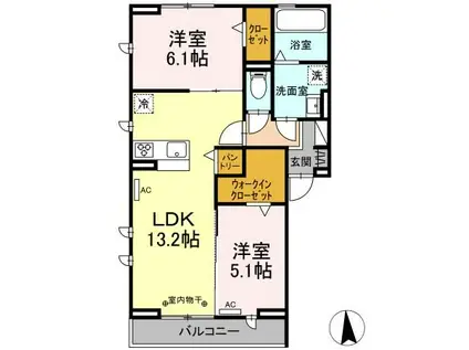 MANOIRBLANCII(2LDK/2階)の間取り写真