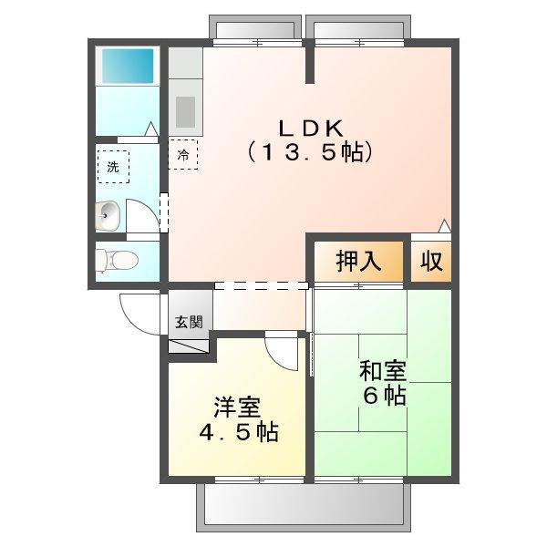 ウィンディアさのB棟(2LDK/1階)の間取り写真