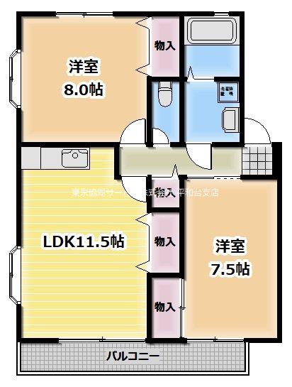 ラフィーネ(2LDK/2階)の間取り写真