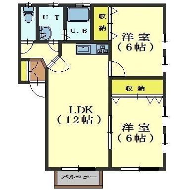 メゾンリッチ(2LDK/2階)の間取り写真