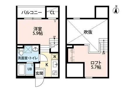 SPICA中島新町(1K/2階)の間取り写真