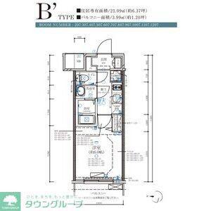 ディアレイシャス名古屋大須通(1K/12階)の間取り写真