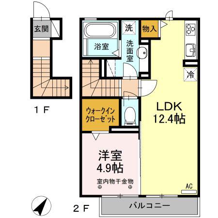 TSコート(1LDK/2階)の間取り写真