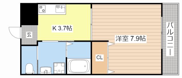 ウエストヴィレッジ11(1K/2階)の間取り写真