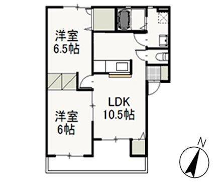 シャトレカタヤマ(2LDK/1階)の間取り写真