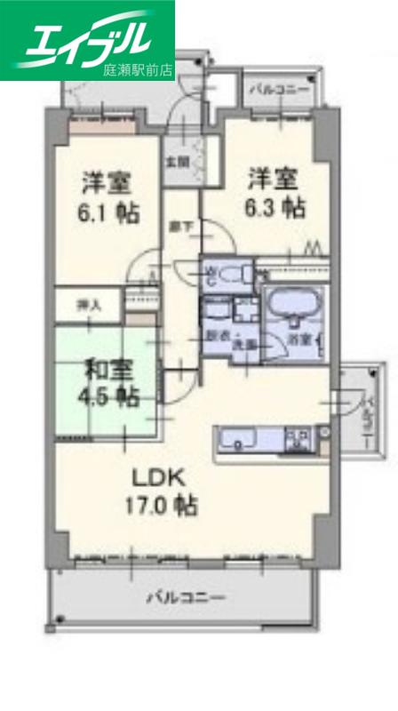 グランマスト伊島(2LDK/2階)の間取り写真