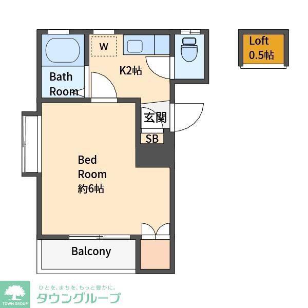 アドミラブールF(1K/2階)の間取り写真