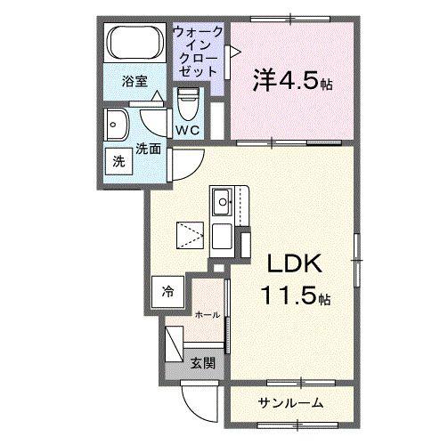 ノーブルイースト上柴(1LDK/1階)の間取り写真