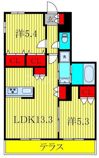 ALCYONE SHIZU(2LDK/1階)の間取り写真