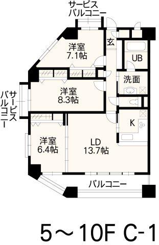ホワイトステージ城西(3LDK/6階)の間取り写真