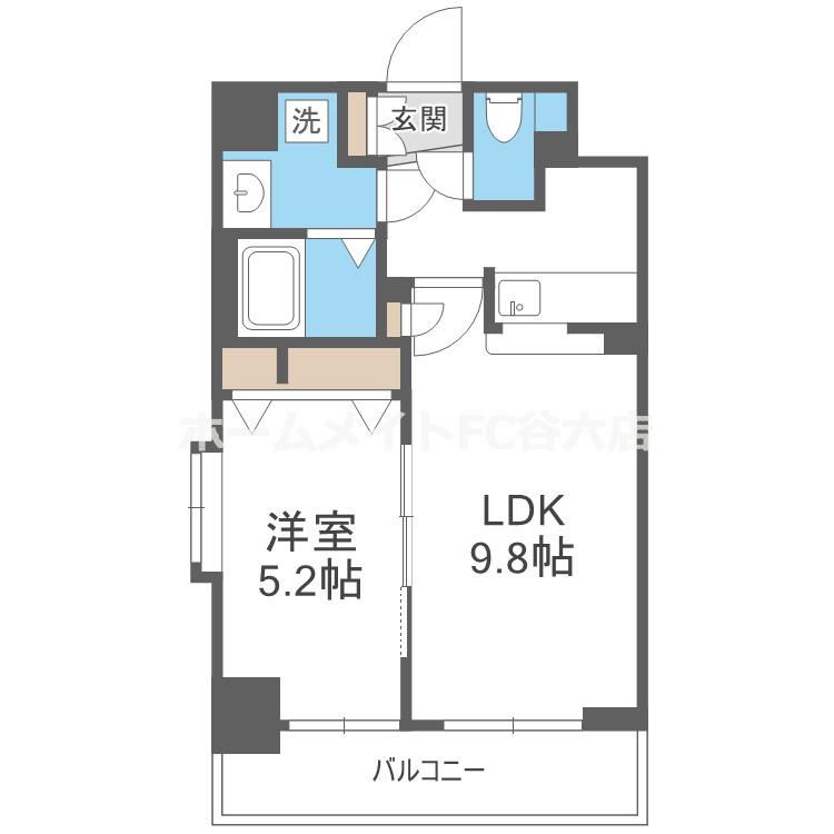 アーバネックス南森町(1LDK/9階)の間取り写真