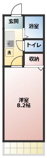 コバヤシビル(ワンルーム/8階)の間取り写真