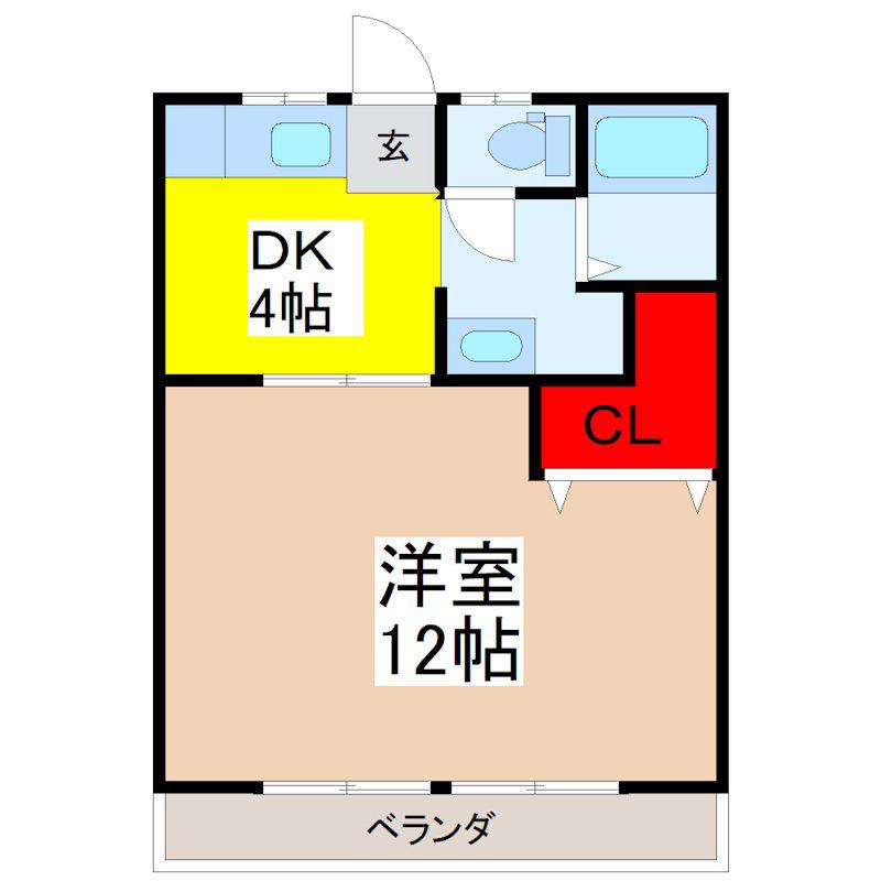 高橋コーポ(1DK/2階)の間取り写真