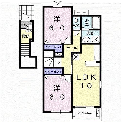 ペルペティアG(2LDK/2階)の間取り写真
