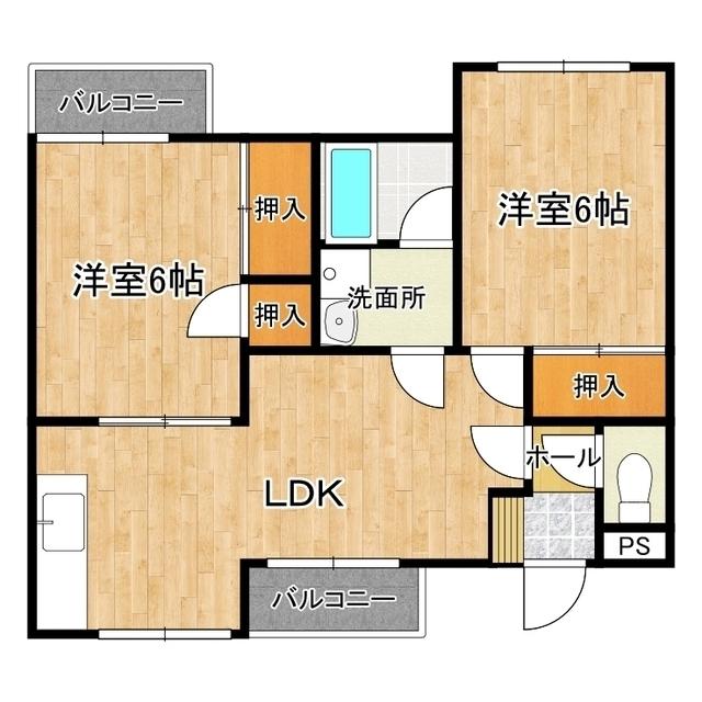 緑ヶ丘ハイツ(2LDK/3階)の間取り写真