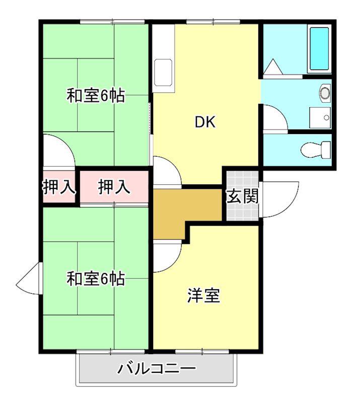 プランドゥ田主丸(3DK/2階)の間取り写真