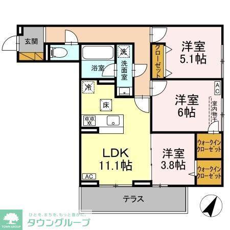 グランディール柏の葉(3LDK/1階)の間取り写真
