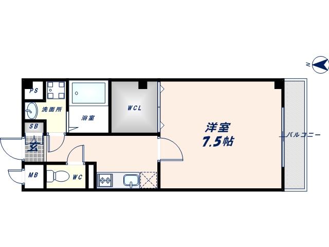 ピアチェーレC(1K/1階)の間取り写真