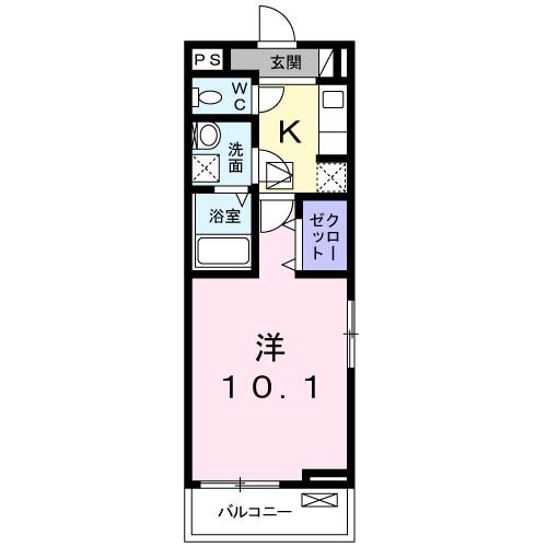 ベルフルール弥生台I(1K/1階)の間取り写真