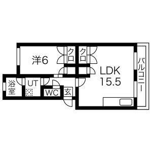 サニープラザ銀杏町(1LDK/4階)の間取り写真
