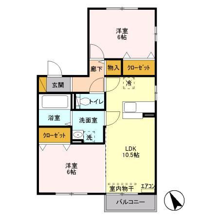 FREEDOM COURT III(2LDK/2階)の間取り写真