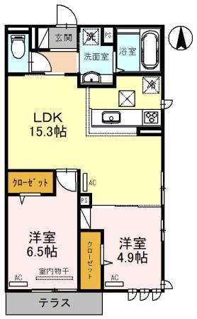 クラシスト今川(2LDK/1階)の間取り写真