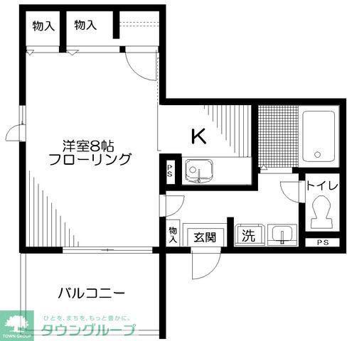 グリーンステージ光が丘(1K/2階)の間取り写真