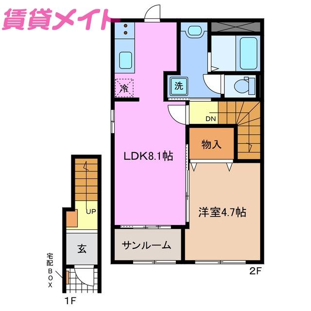 ベルクレイン(1LDK/2階)の間取り写真