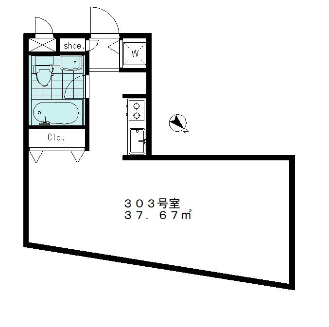 市ヶ谷砂土原町Tテラス(ワンルーム/3階)の間取り写真
