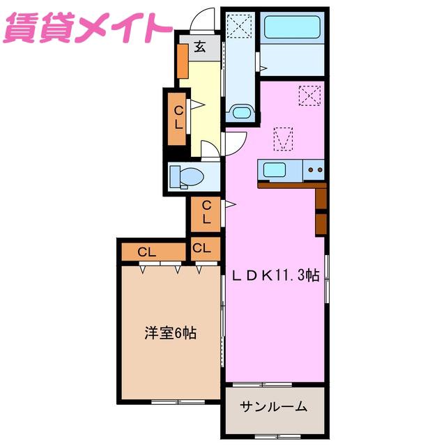 グレース・アンジュII(1LDK/1階)の間取り写真