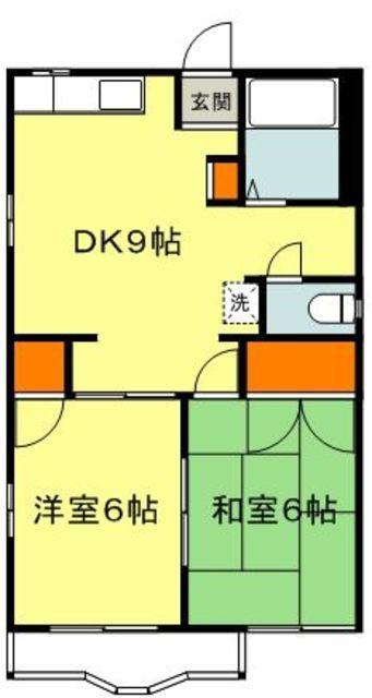 市ヶ尾森ビル六番館(2DK/2階)の間取り写真