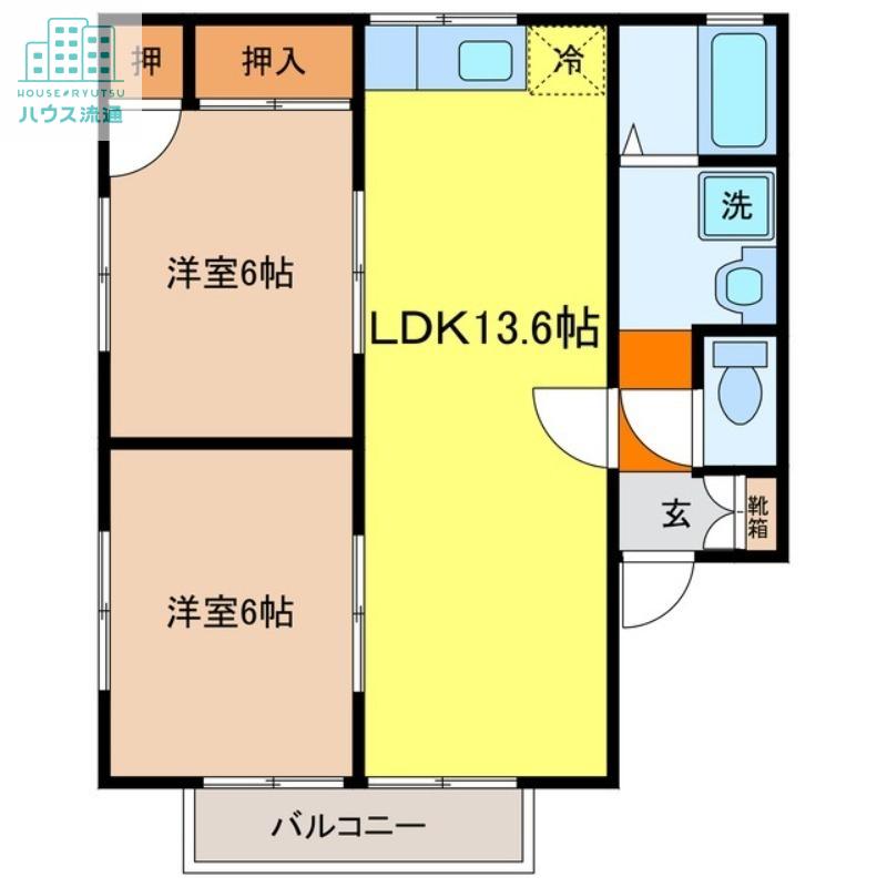 セジュールM-A(2LDK/2階)の間取り写真