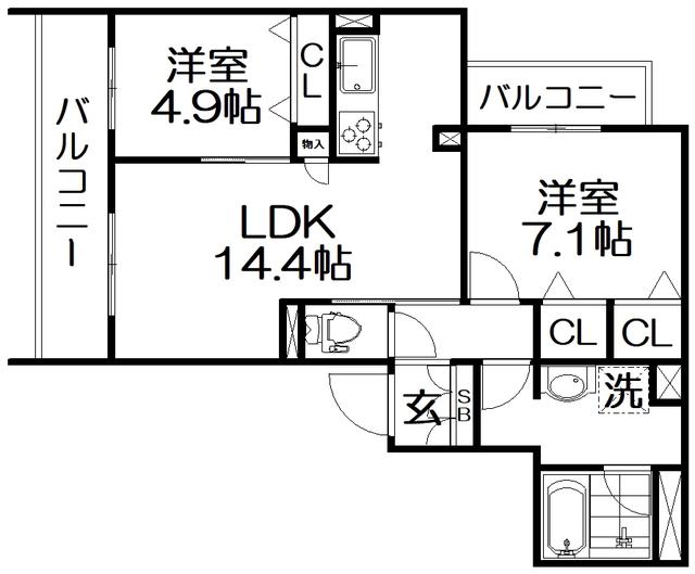 シャーメゾン スターセント(2LDK/3階)の間取り写真