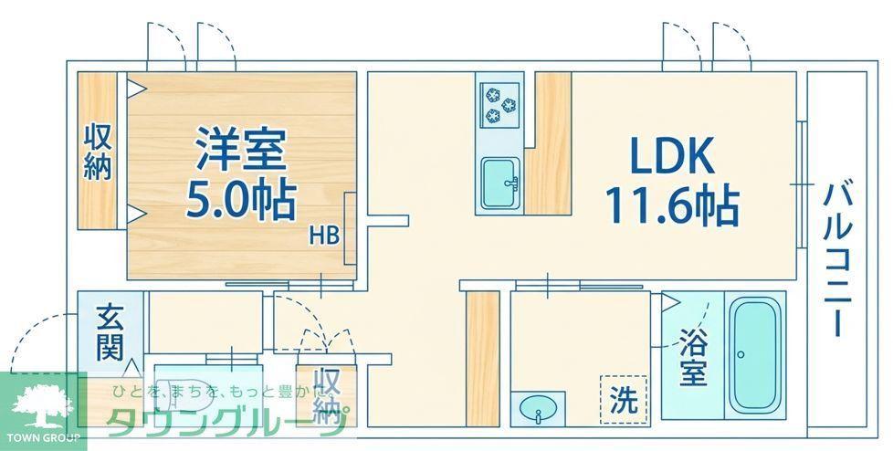 GOLD LAKE立川(1LDK/3階)の間取り写真