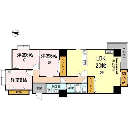 ファミール五反田(3LDK/6階)の間取り写真