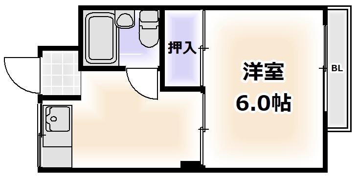 第2メゾン松谷(1DK/3階)の間取り写真