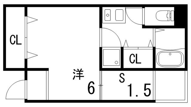 パープル本山(1SK/1階)の間取り写真