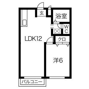 エトワール加藤(1LDK/2階)の間取り写真