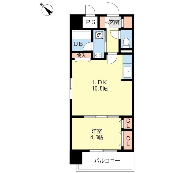 ダイアリー二日市駅前(1LDK/10階)の間取り写真