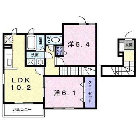 サウスリッチ・U(2LDK/2階)の間取り写真