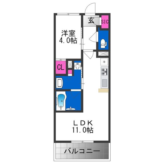PHOERME TENNOJI イースト(1LDK/3階)の間取り写真