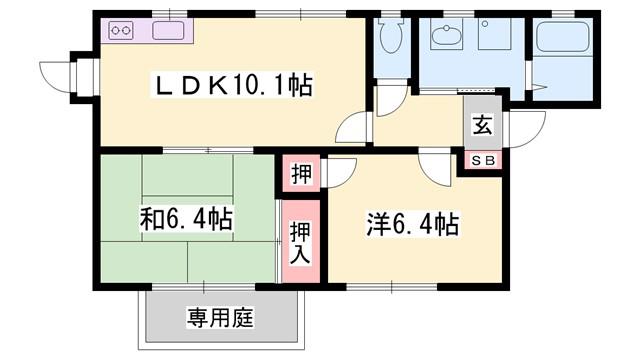 フレグランス今市(2LDK/1階)の間取り写真